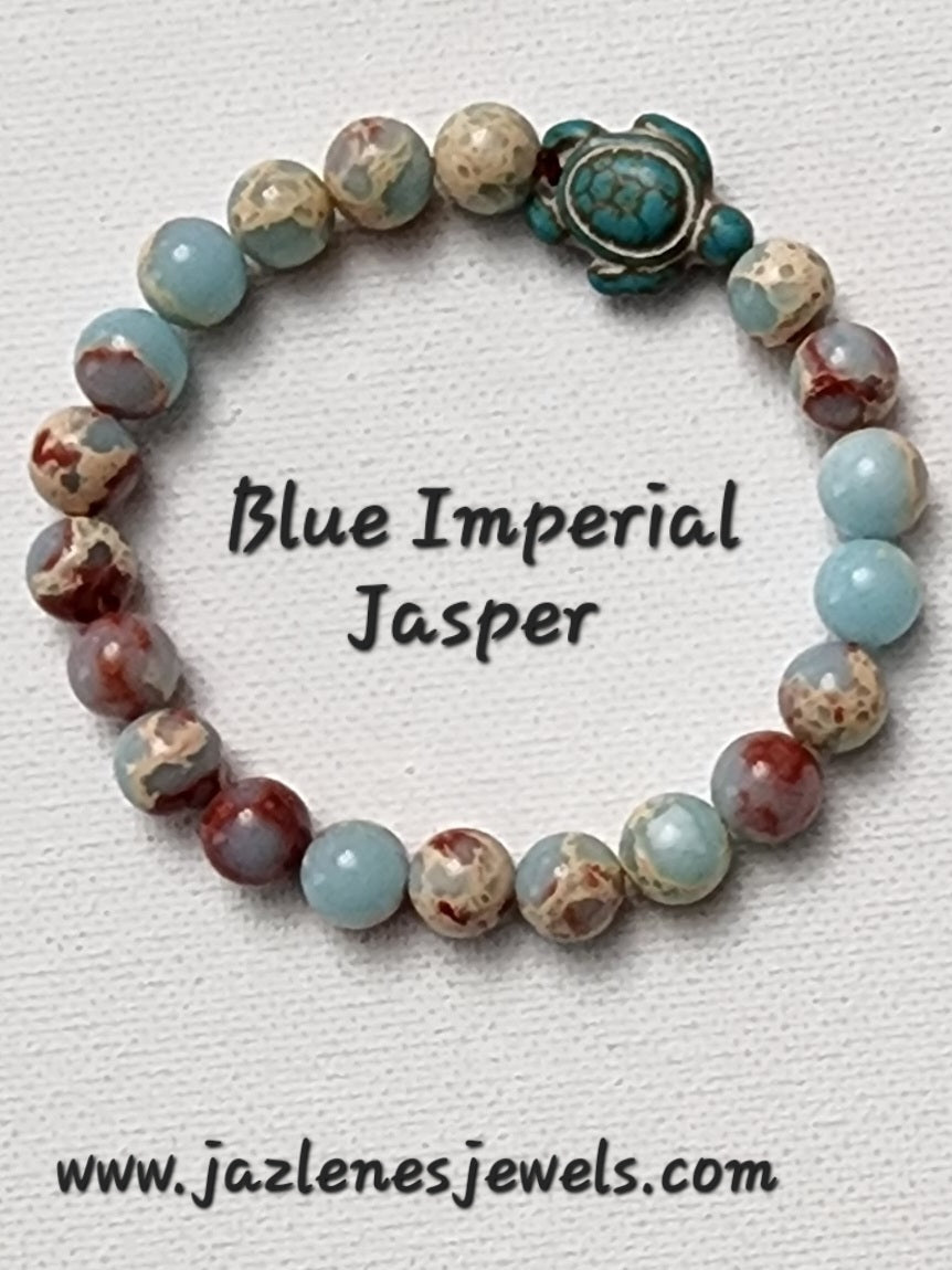 Turtle Collection Bracelet (Light Blue Imperial Jasper)