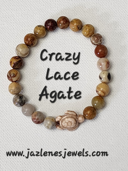 Turtle Collection Bracelet (Crazy Lace Agate)