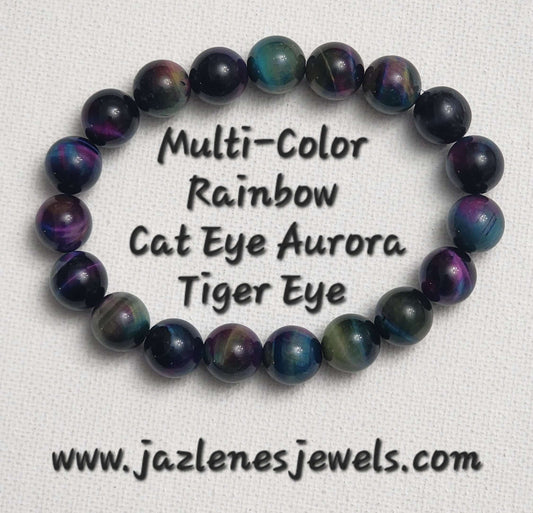 Tiger Eye Collection Bracelet (Multi-Color Rainbow Cat Eye Aurora Tiger Eye)