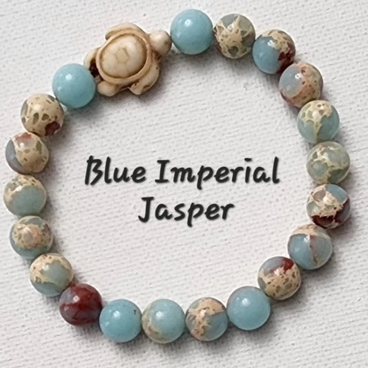 Turtle Collection Bracelet (Light Blue Imperial Jasper)