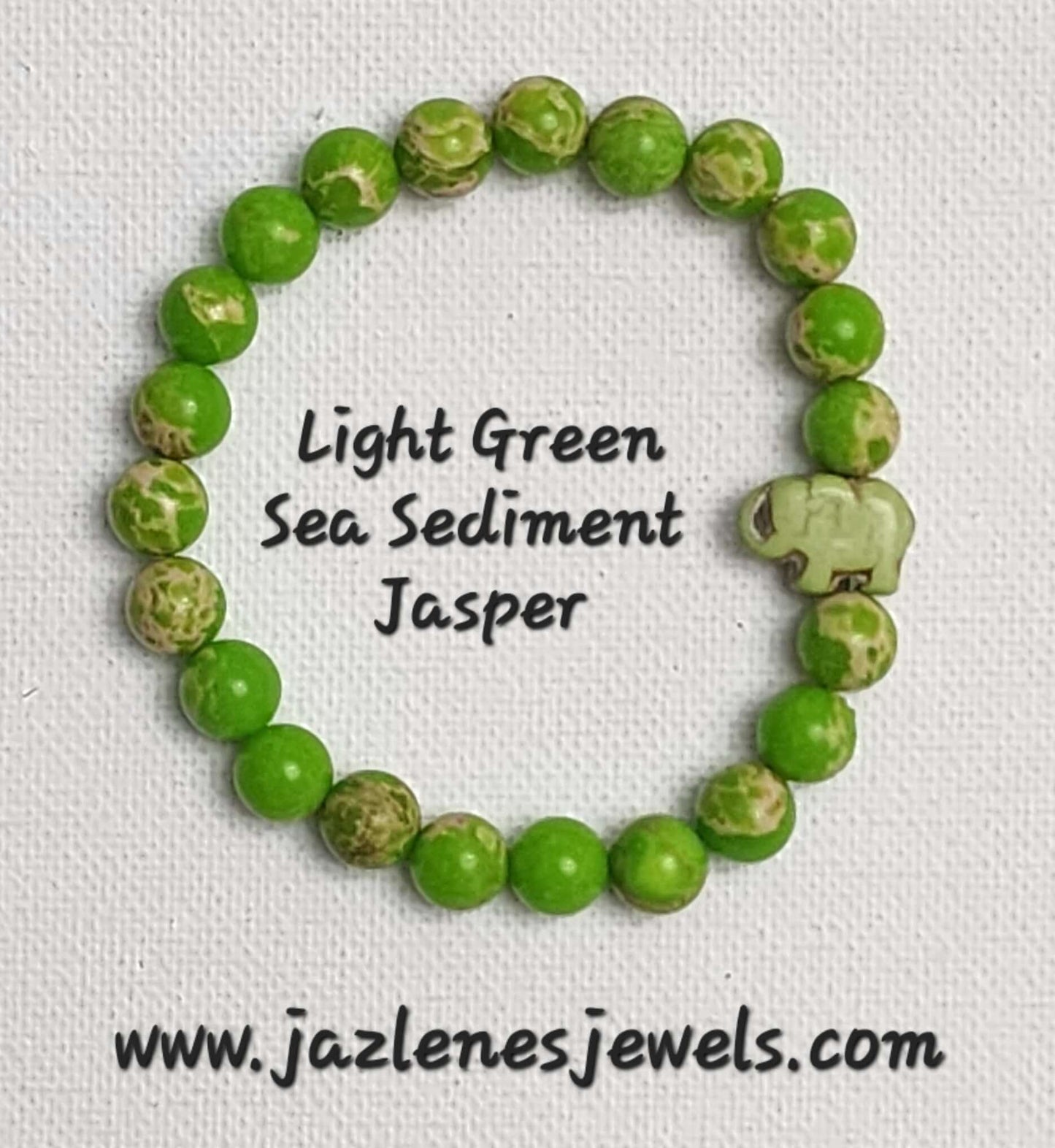 Elephant Collection Bracelet (Light Green Sea Sediment Jasper with Green Elephant))