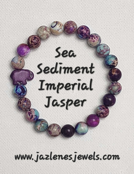 Elephant Collection Bracelet (Purple Sea Sediment Imperial Jasper with Purple Elephant)